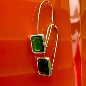 Robert Lee Morris Soho Gold and Green Peridot Wire Earrings EUC
